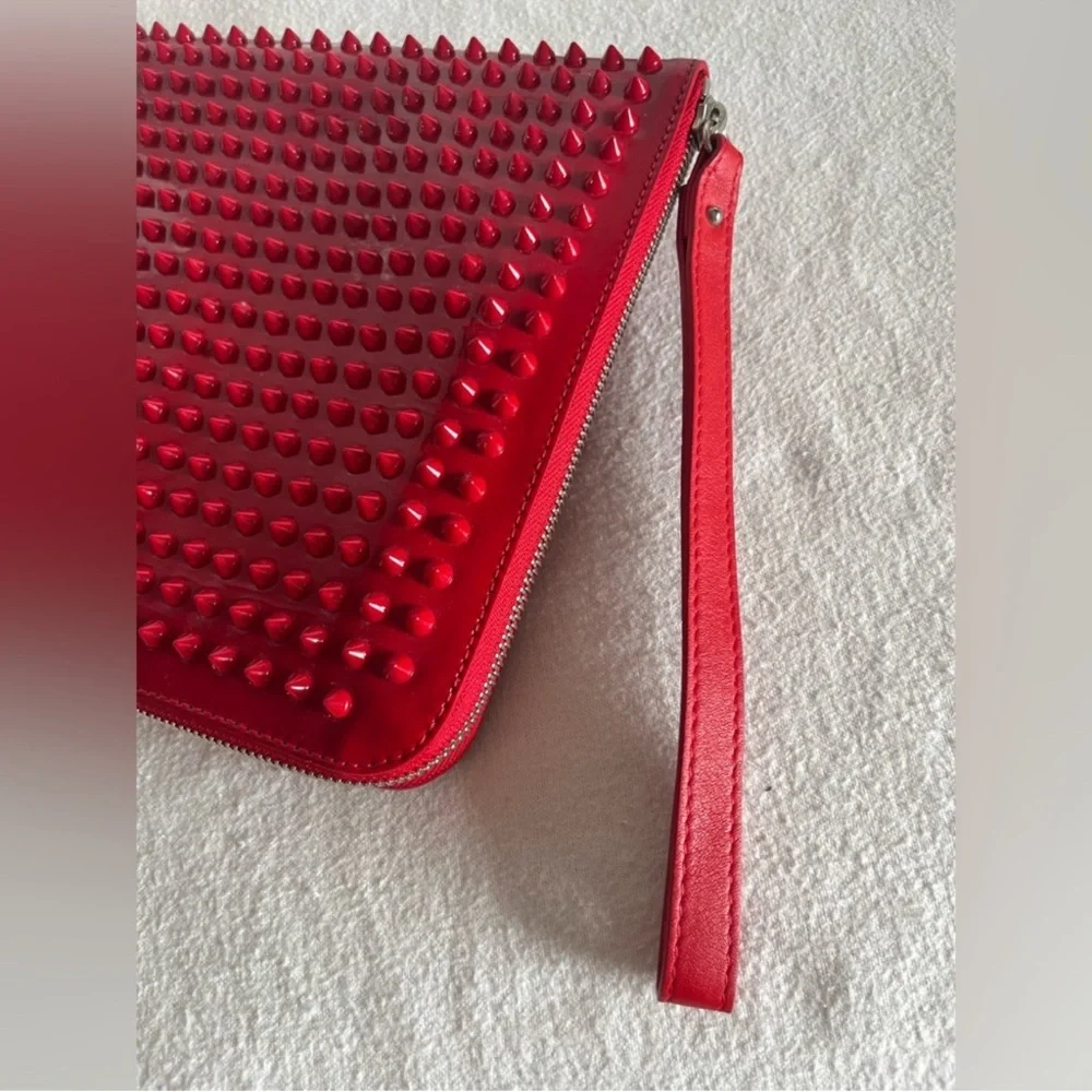 Christian Louboutin Red patent cris spiked leather Pouch for I pad or much more! - Picture 7 of 14